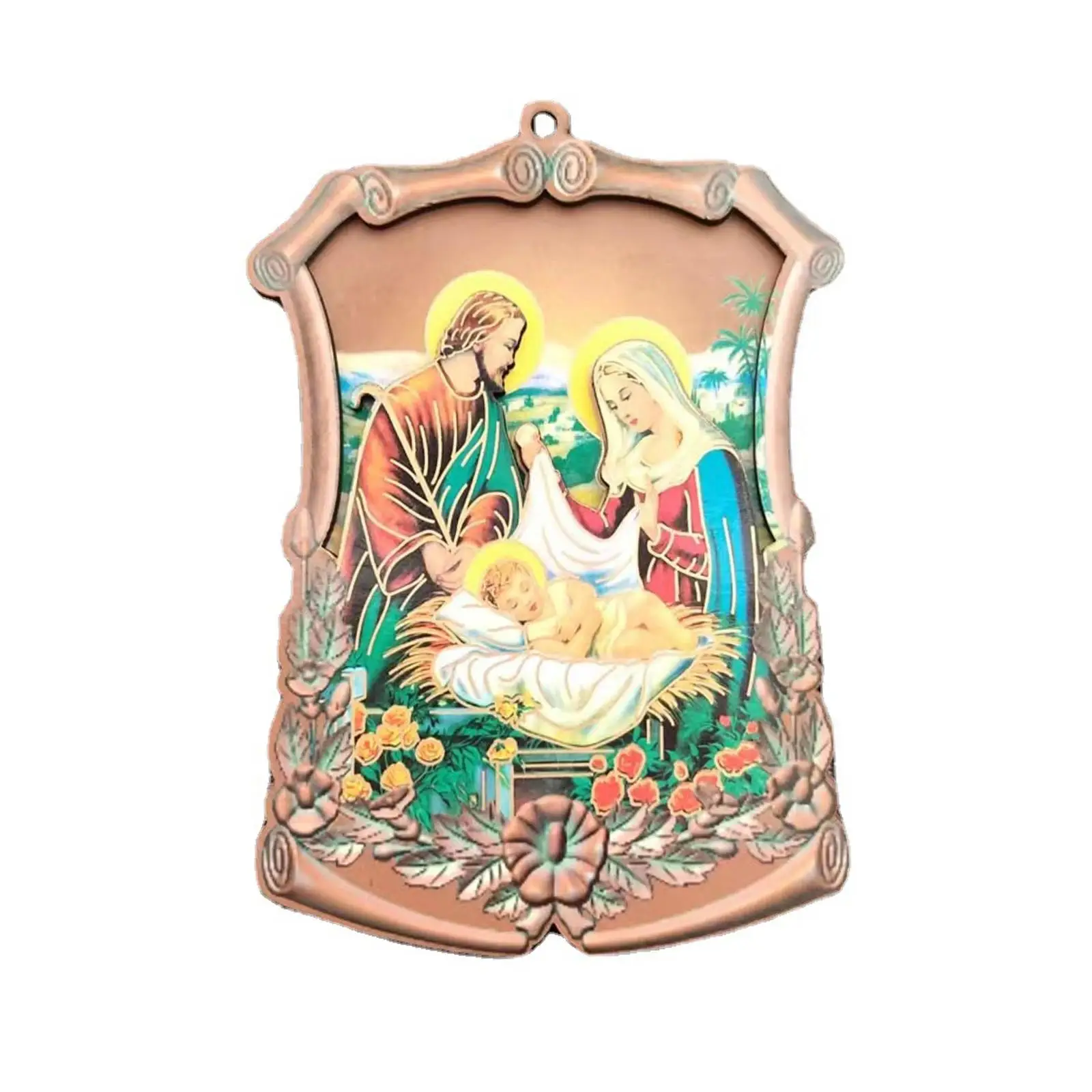 

Holy Family Wood Plaque Sculpture Collection Handpainted Nativity Scene for