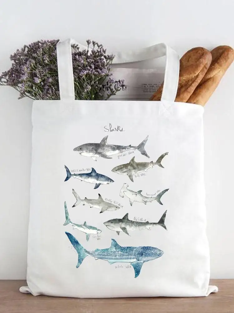 

Женская модная сумка для покупок с милым принтом морских животных, повседневные сумки для покупок, Женская Холщовая Сумка-тоут с графически...