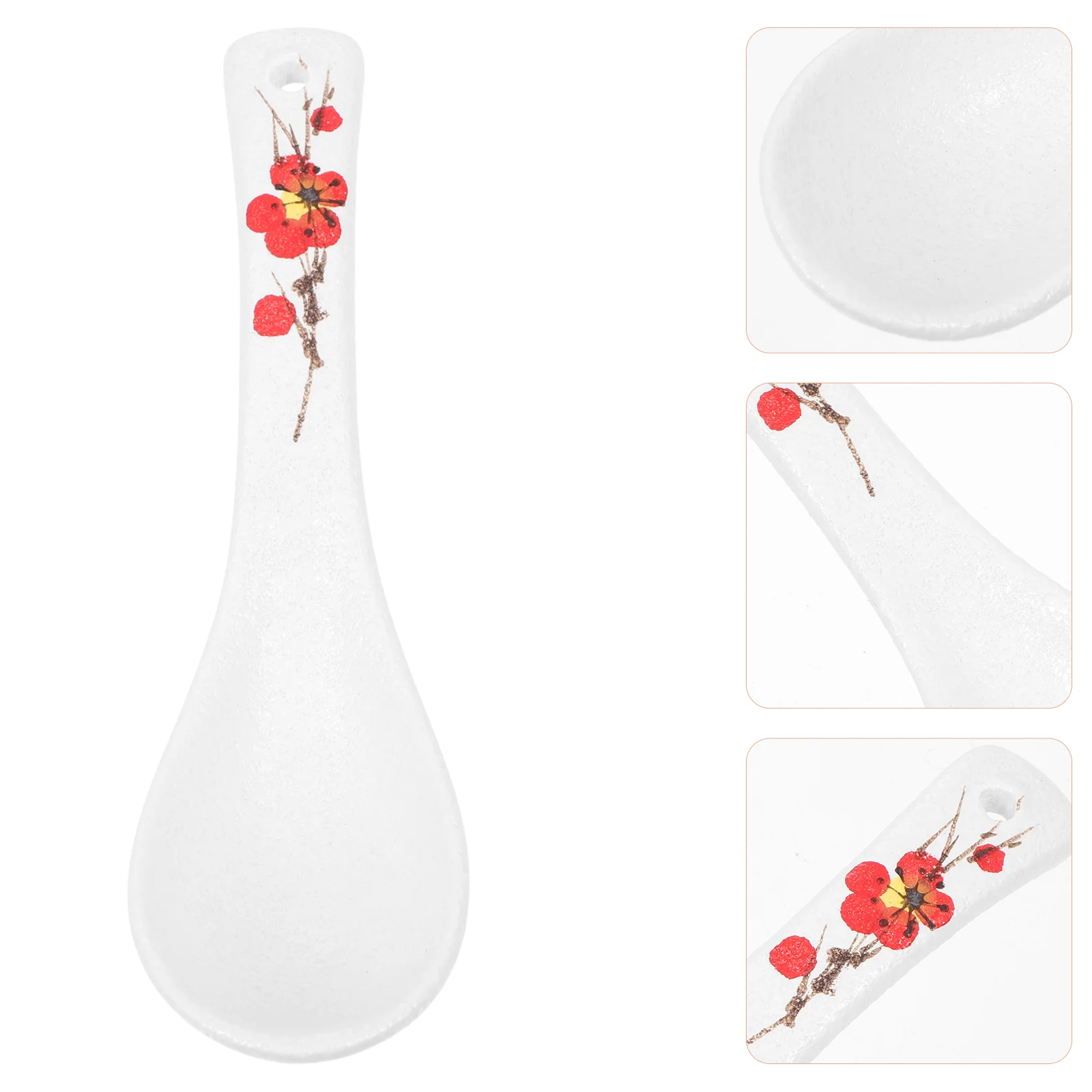 

4Pcs Creative Porridge Spoon Practical Dessert Spoon House Ceramic Rice Spoon for Home Restaurant Store