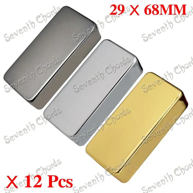 

12 Pcs Sealed Closed Type No Hole Brass Electric Guitar Mini Humbucker Pickup Covers /Lid/Shell/Top - 68mm X 29mm