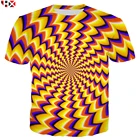 Летняя мужская футболка с абстрактным изображением оптической иллюзии, футболки с коротким рукавом с 3D принтом, мужскиеженские повседневные топы S50