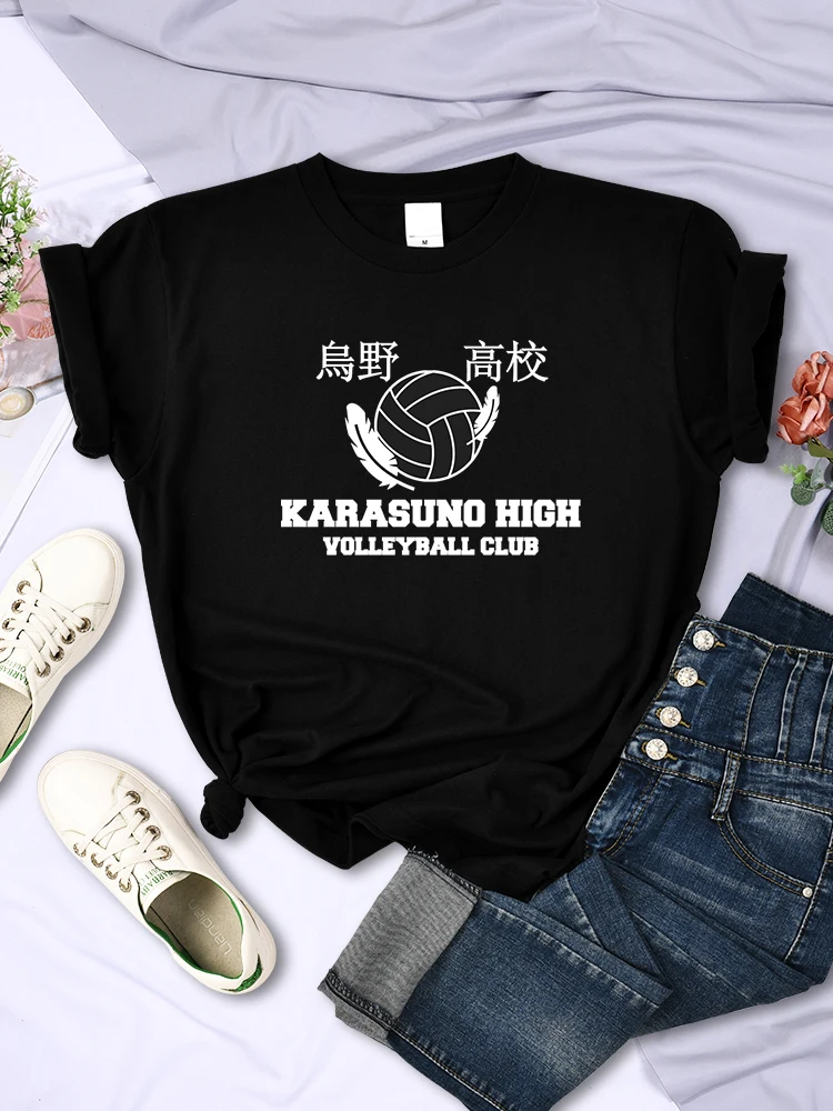 

Haikyuu Karasuno High School Female T-Shirts Personality Vintage Short Sleeve O-Neck Casual Tee Clothing Street Cool Womens Tops