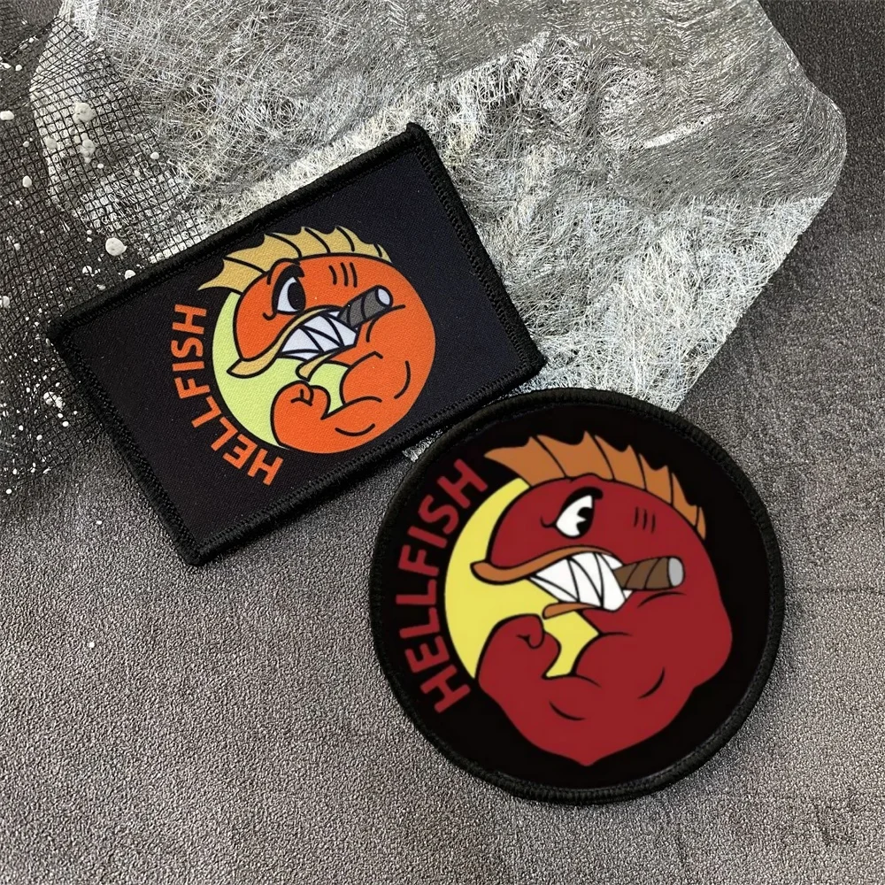 Боевая нашивка на крючок и петля с принтом в виде хеллинской рыбы