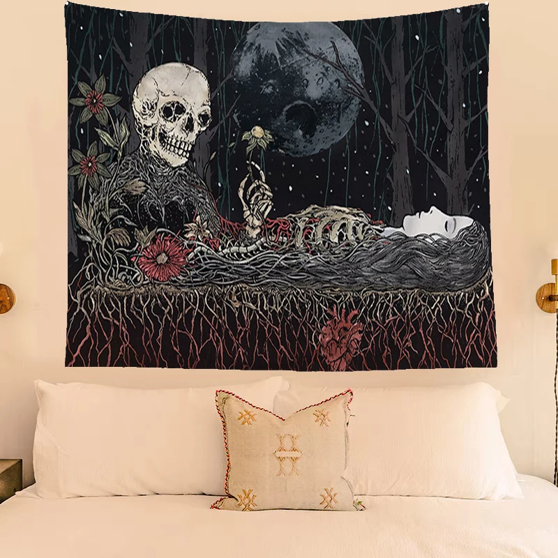 

Гобелен настенный Гобелен, Гобелен, череп и любовь, украшение для эстетической комнаты