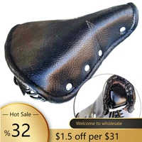 vintage leather bicycle saddle comfortable soft spring cycling bike wide seat shockproof bicycle saddle durable parts accessory
