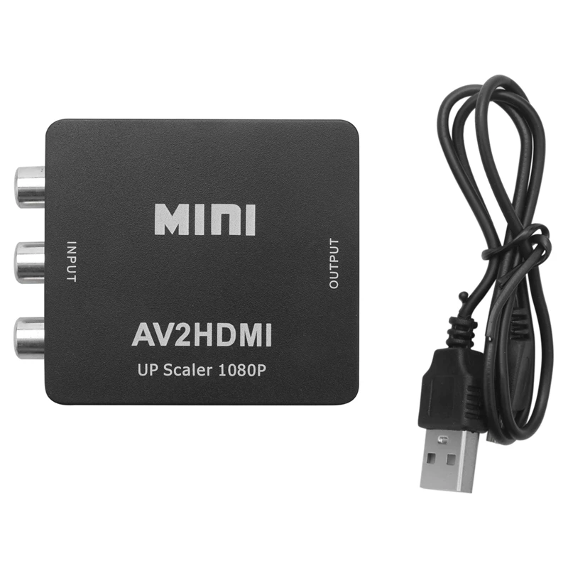 

Переходник с RCA на HDMI, 1080P Mini RCA Composite CVBS AV на HDMI Video Audio, адаптер с поддержкой PAL/NTSC с USB-кабелем для зарядки