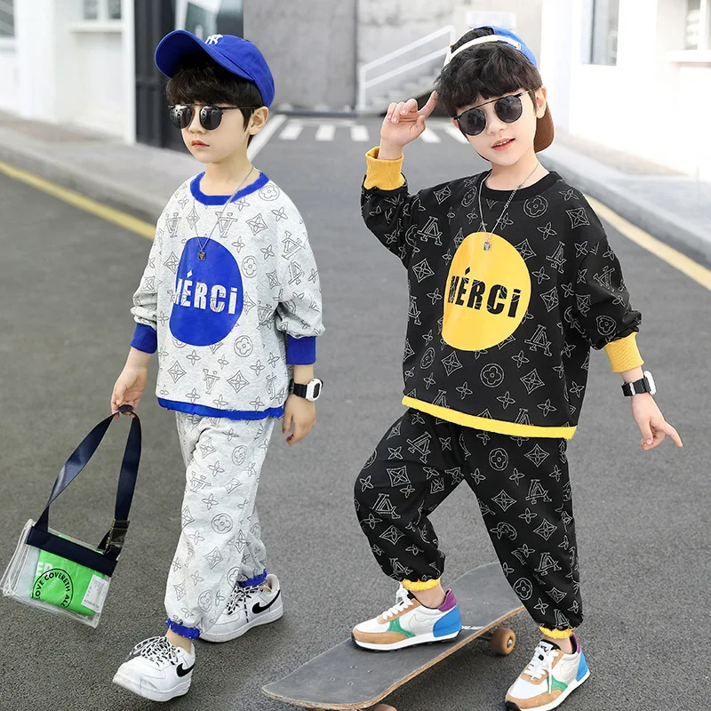 

Spring And Autumn Boys Cotton Suits 2022 New Casual Boys Big Boys Handsome Korean Two-Piece Suits Suitable For 5-13 Years
