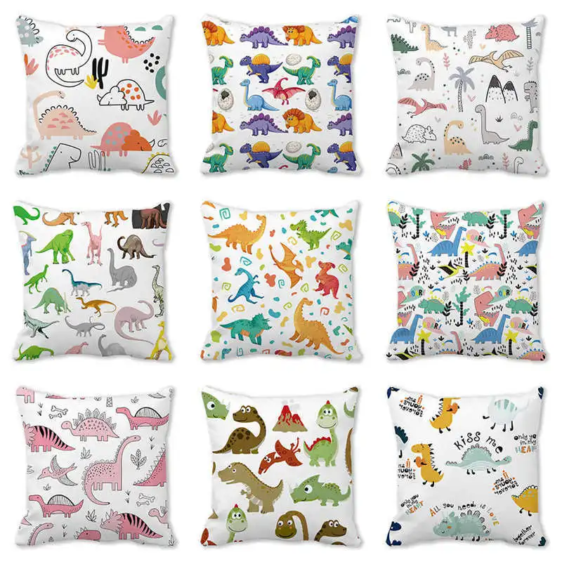 

Cute Cartoon Small Dinosaur Animal Pillowcase Funny Dino Throw Pillow Cover Luxury Interior for Home Decor Boho 45x45 Kids Gift
