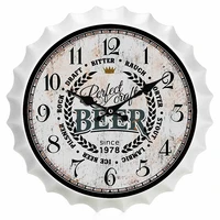 vintage beer cover silent wall clock tin sign retro metal sign bar pub cafe home decor tinplate decorative plaques iron painting