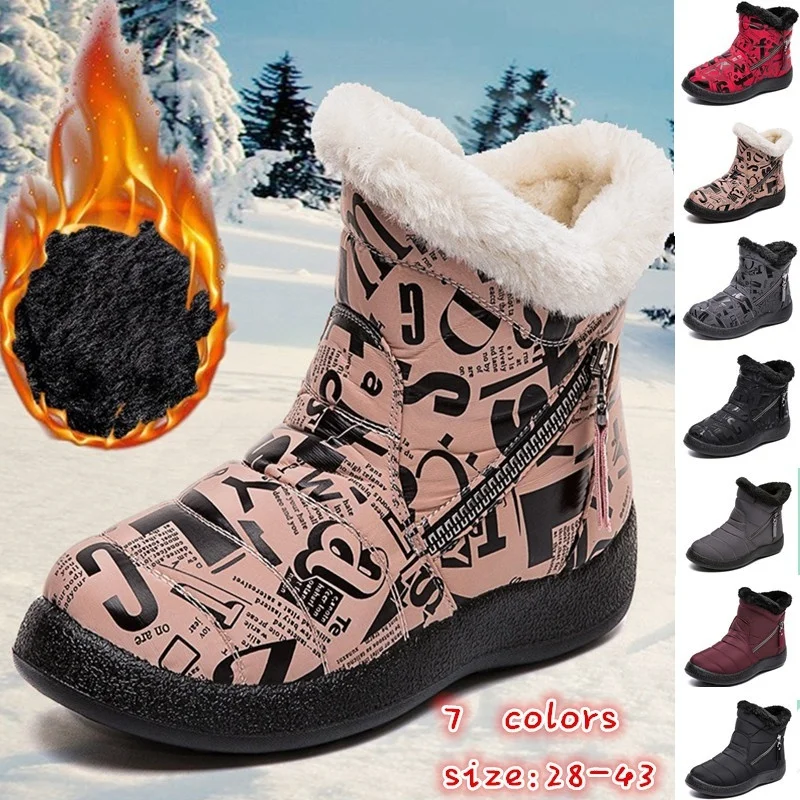 

Snow Boots Plush Warm Ankle Boots For Women Family Winter Boots Waterproof Women Boots Female Winter Shoes Zip Booties 28-43