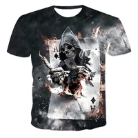 summer 3d horror death art skeleton mens t shirt fashion round neck t shirt shorts ccasual long sleeve street