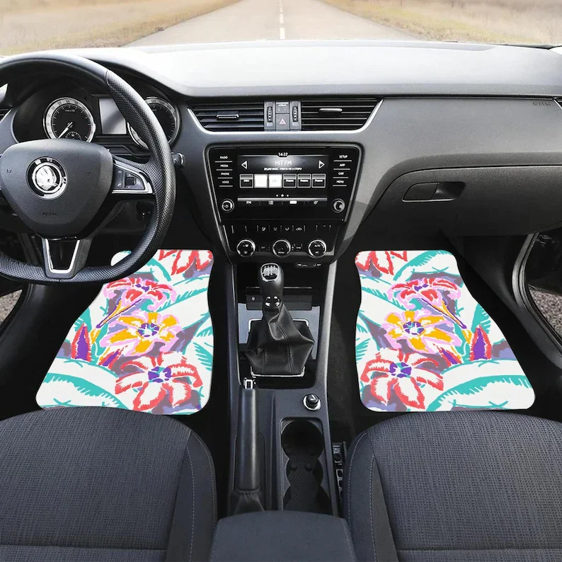 

Floral Car Floor Mat for women, vehicle floor mat, car accessories for women, Vintage Car Floor Mat, 302222
