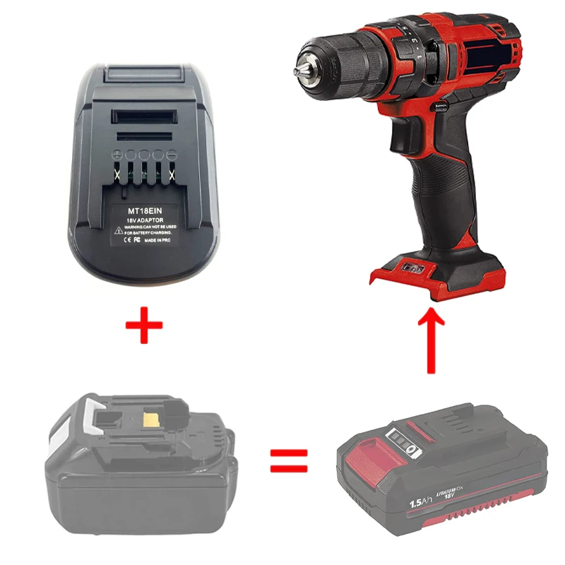 Адаптер MT18EIN, преобразователь для Makita 18В в Einhell 18В, литий-ионная батарея для беспроводной дрели/инструментов для драйверов Einhell
