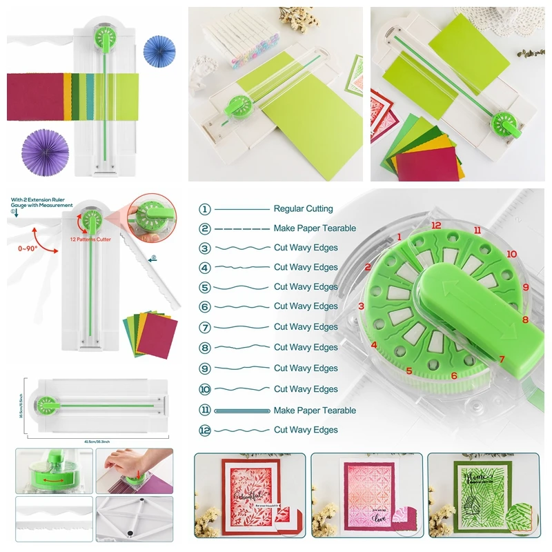 

12 In 1 Paper Cutter Multi-Function Paper Dial Trimmer Creasing for Hand-Cutting Card Art Tool Factory School Office Accessories