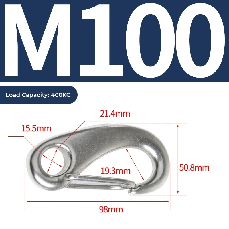 

1 шт., пружинный карабин из нержавеющей стали 304, 30/50/70/100 мм