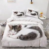 3d bedding sets white duvet quilt cover set comforter bed linen pillowcase king queen 140210cm size dogs pet dog cat design