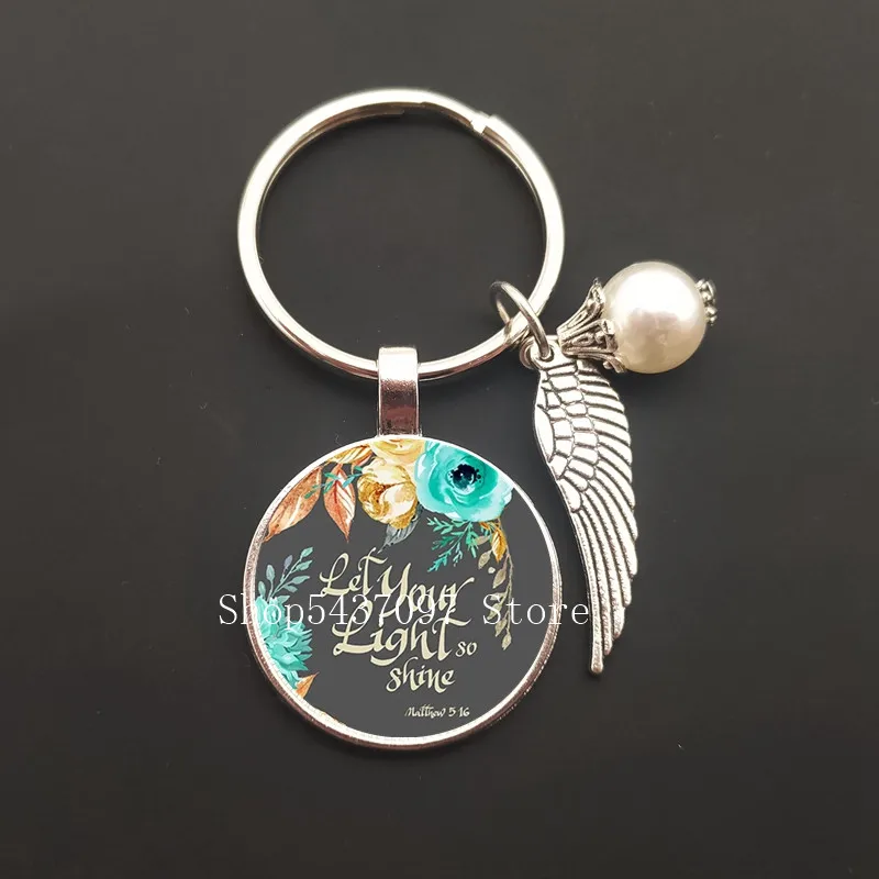 Новые модные ключницы с библейскими цитатами, ручной работы стеклянное кольцо, цитаты из Писания, духовные украшения для женщин и мужчин, христианские подарки.
