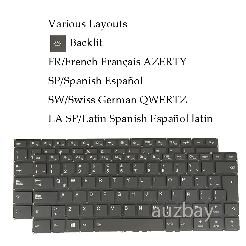 Фото Клавиатура для ноутбука Lenovo Flex 4-1435 4-1470 4-1480 LCM15J5 PM4CB-LSP PM4CB-SW Swiss CH QWERTZ Latin LA с испанской подсветкой №1
