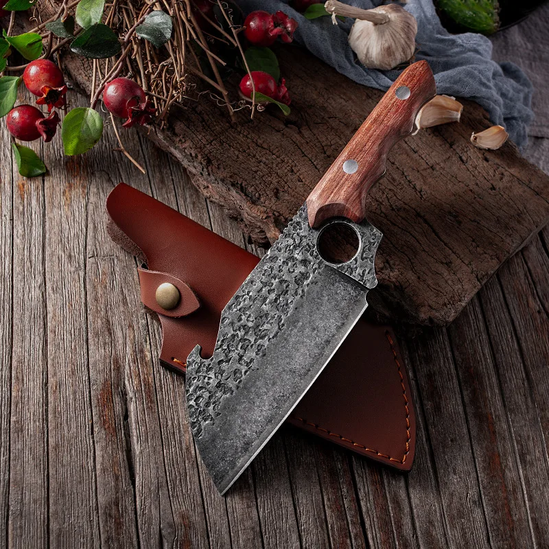 

Stainless Steel Hammer Pattern Boning Knife Kitchen Knives Chef Knife Meat Cleaver Cutting Tools Outdoor Cooking Knife