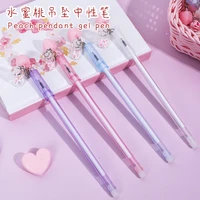 4pcs fresh peach pendant gel pen ins girl heart student stationery signature pen cute pens back to school cute school supplies