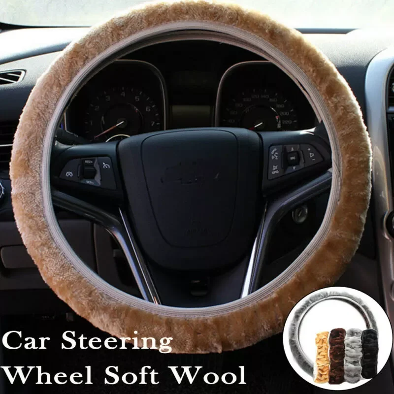 

New Fashion Universal Warm Soft Fuzzy Plush Car Auto Steering Wheel Cover Winter Solid Simple Interior Accessories