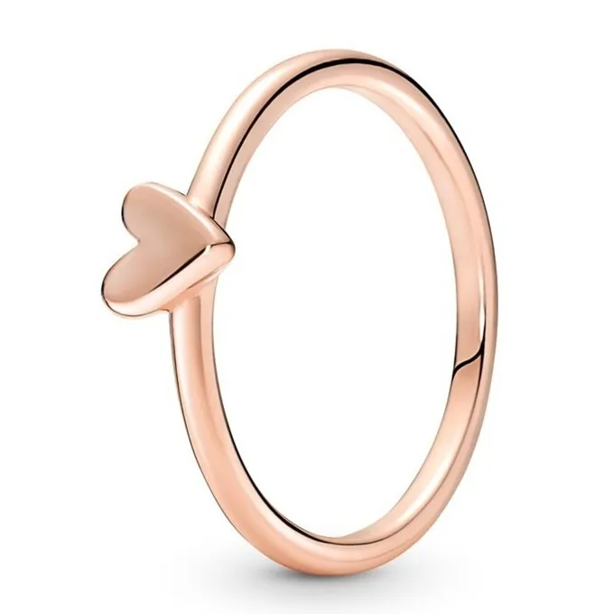 

Authentic 925 Sterling Silver Moments Rose Gold Freehand Heart Ring For Women Wedding Party Europe Fashion Jewelry