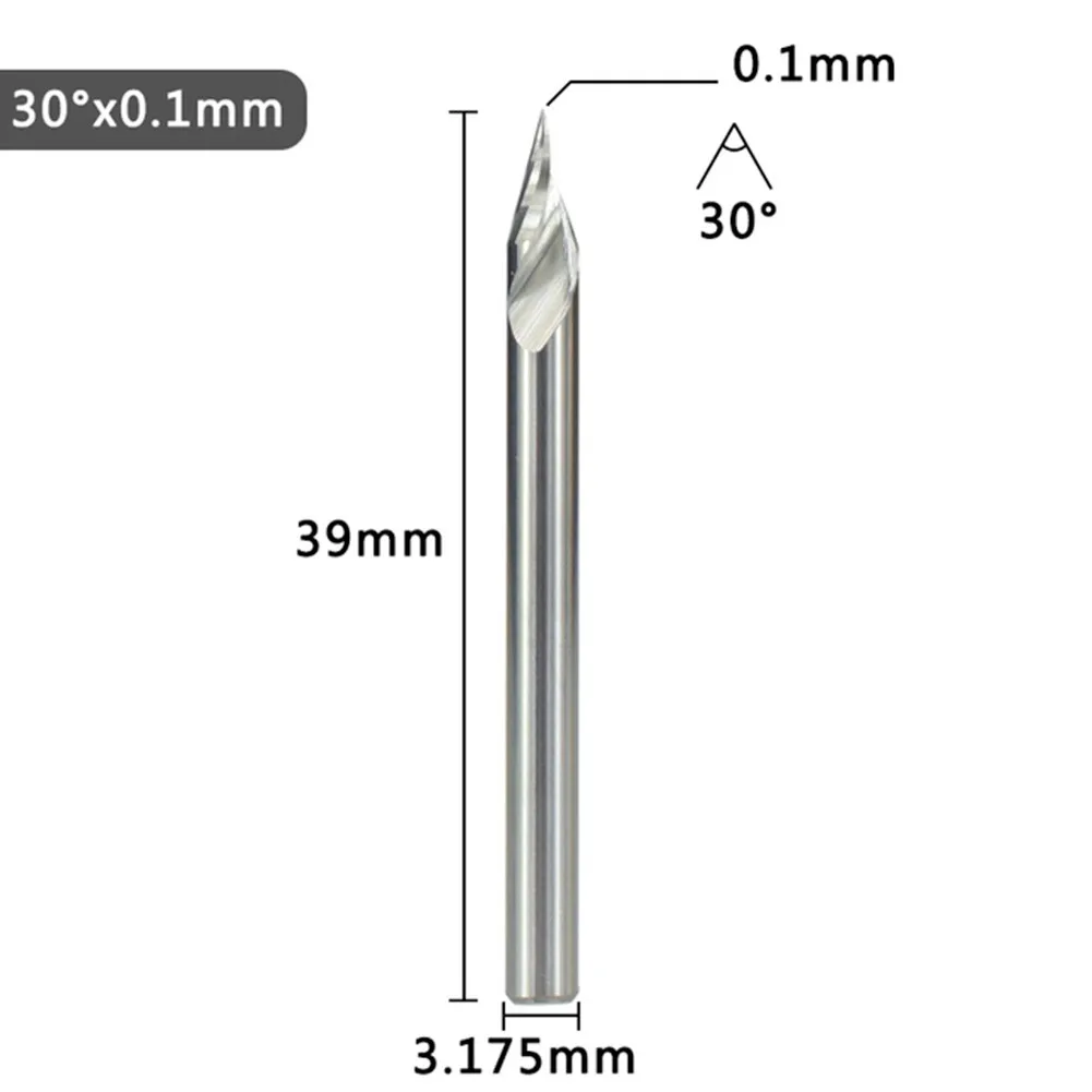 

Engraving Bit 0.1/0.2/0.3mm Tip Sharp Wear-resistance 1/8\\'\\' Shank 20/30/45/60 Degrees 3D Carbide Anti-bending