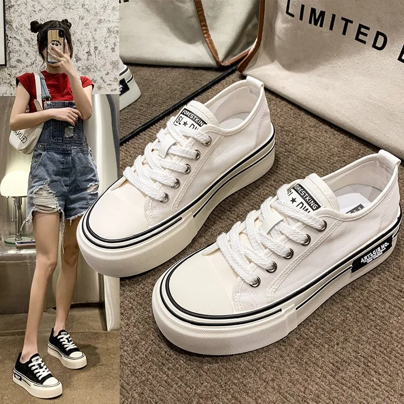 

Spring Student Korean Version Women Low-top Flat Casual Sneakers Ladies Non-slip Wear-resistant Large Size Flat Shoes