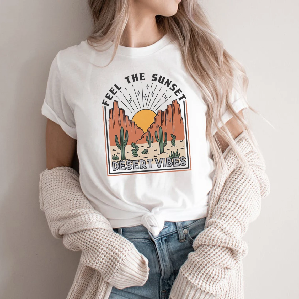 

Desert Vibes - Southwestern Themed T Shirt Hiking Tees Outdoor Shirts Wilderness Graphic Tee Cool Outdoors Print Tshirt Unisex
