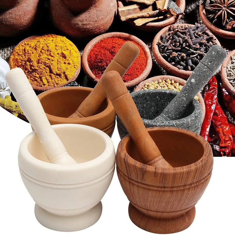 

Resin Mortar Pestle Set High Quality Garlic Herb Spice Mixing Grinding Crusher Bowl Restaurant Kitchen Tools Convenient