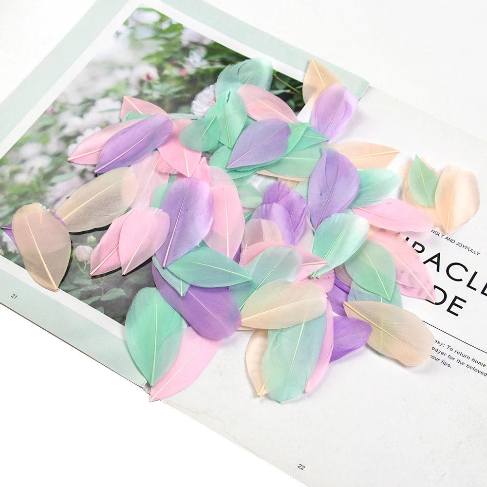 

50pcs/lot Natural Goose Feathers Floating Colorful Head Feather Crafts 5-8CM For Diy Jewelry Pendant Home Decoration Plumas