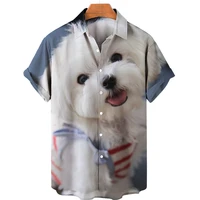 mens shirts hawaiian 3d dog print mens for shirts women summer fashion shirt blouses hip hop short sleeves plus size top 5xl