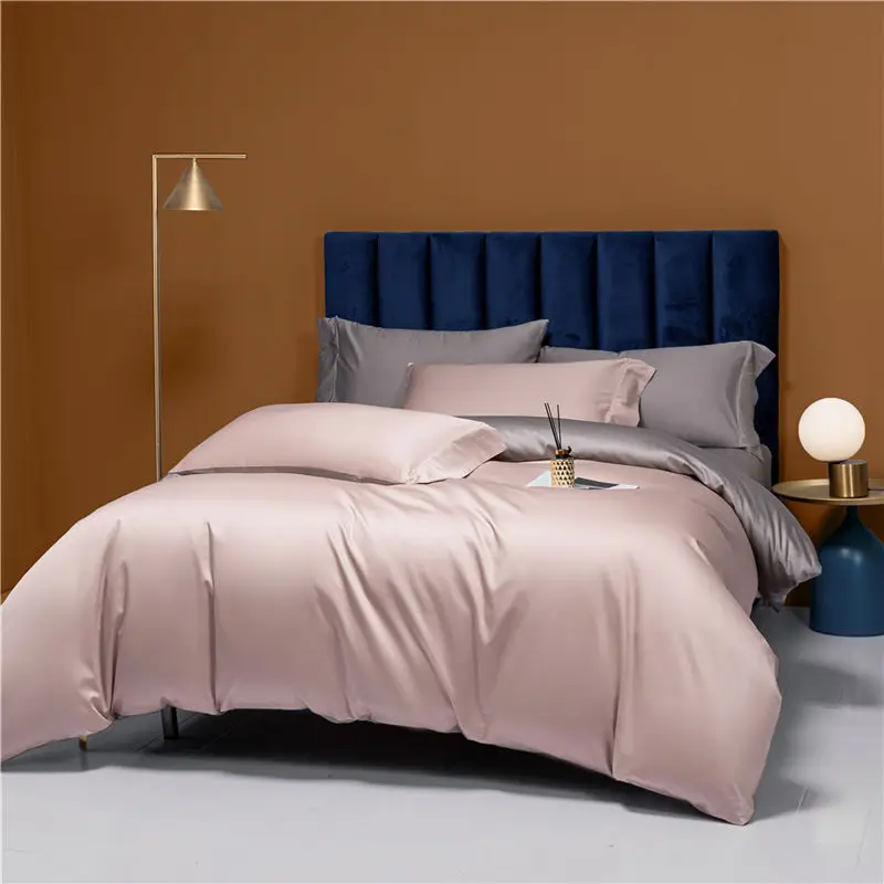 

Bedding 100s Long Staple Cotton Solid Color Duvet Cover Pillowcase High-quality Skin Friendly Fabric Single Double Bed Larger