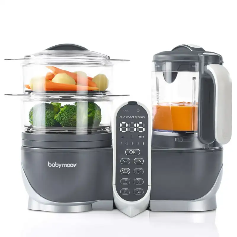 

Meal Station, 6 in 1 Food Processor With Steam Cooker, Multi-Speed Blender, Purees, Warmer, Defroster, Sterilizer, Grey