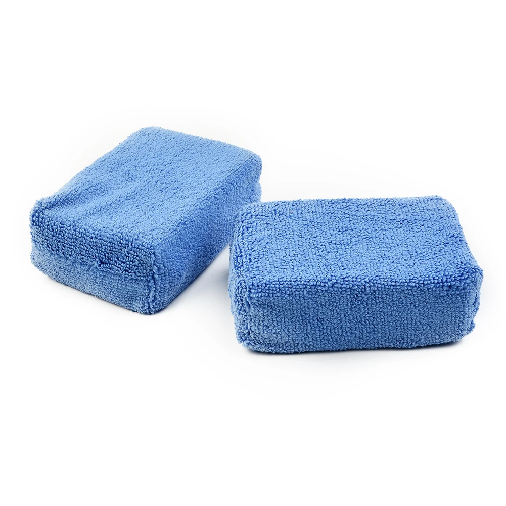 

4/8 PCS Blue Microfiber Applicator Sponge Pads Car Wash Wax Polish Hand-held Cotton Brush Car Cleaning Rag Auto Parts