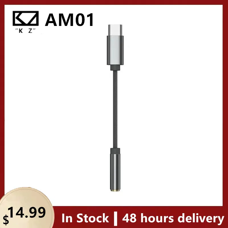 

Аудиоадаптер KZ AM01 Type-C на 3,5 мм, 32 бит/384 кГц Hi-Fi DAC + IC усилитель, двухчиповый аудиокабель для наушников