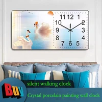 free shipping creative restaurant decoration clock european style mute crystal porcelain wall clock living room study wall clock