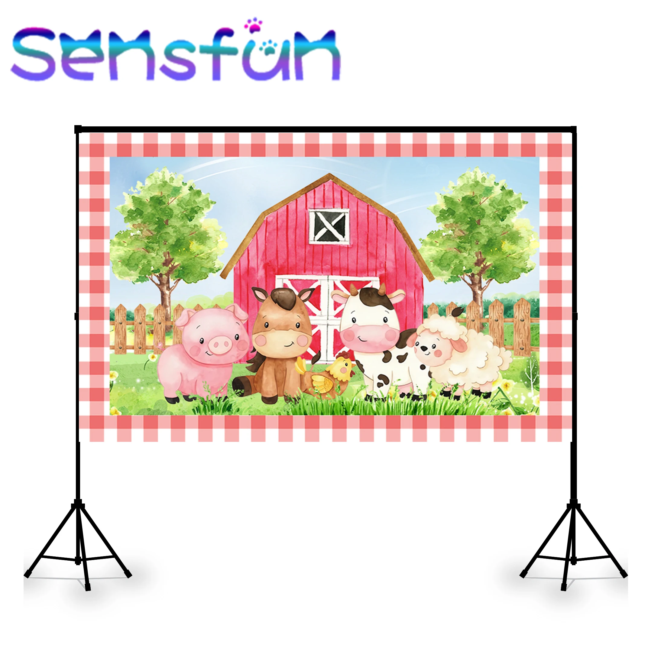 

Фон для фотографирования новорожденных с изображением Красной фермы