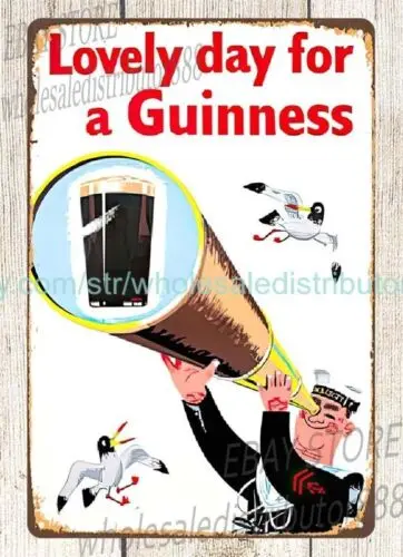 Пиво Гиннесса темно-синее алкогольное напитки металлическая жестяная вывеска