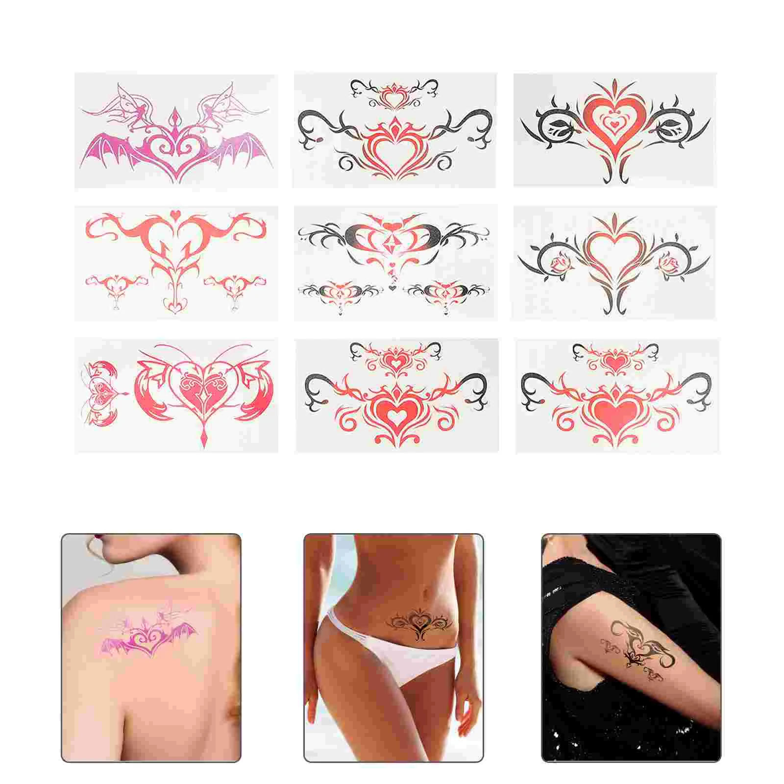 

20 Sheets Beach Temporary Heart Sexy Tattoos Stickers DIY Stickers Tattoos Decals