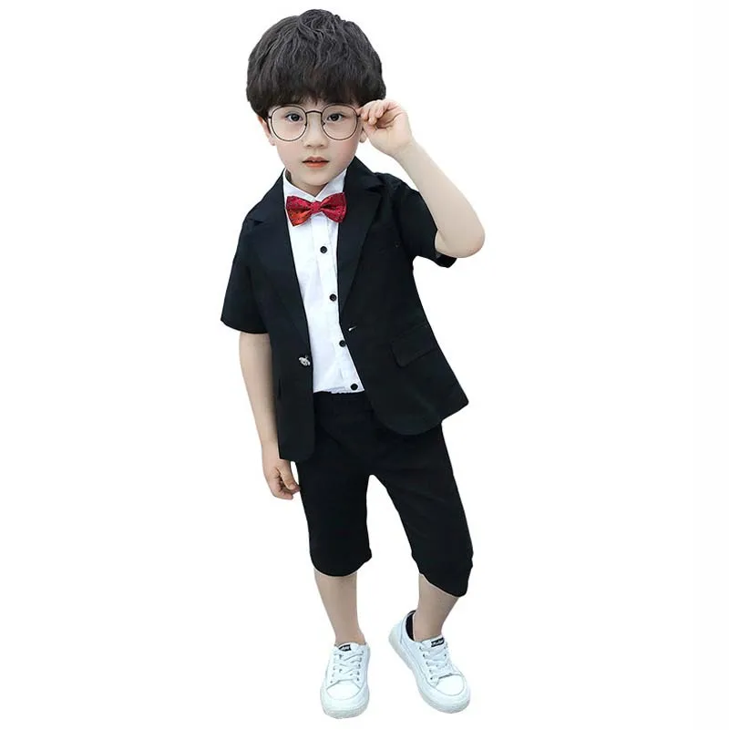 Летний детский костюм с коротким рукавом для мальчиков одежда выступлений на