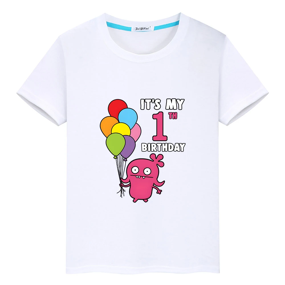 

Ugly Dolls 1th Birthday T-shirt 100% Cotton Short Sleeve Cartoon Tee-shirt Summer Boys and Girls Comfortable Tshirt Casual Cute