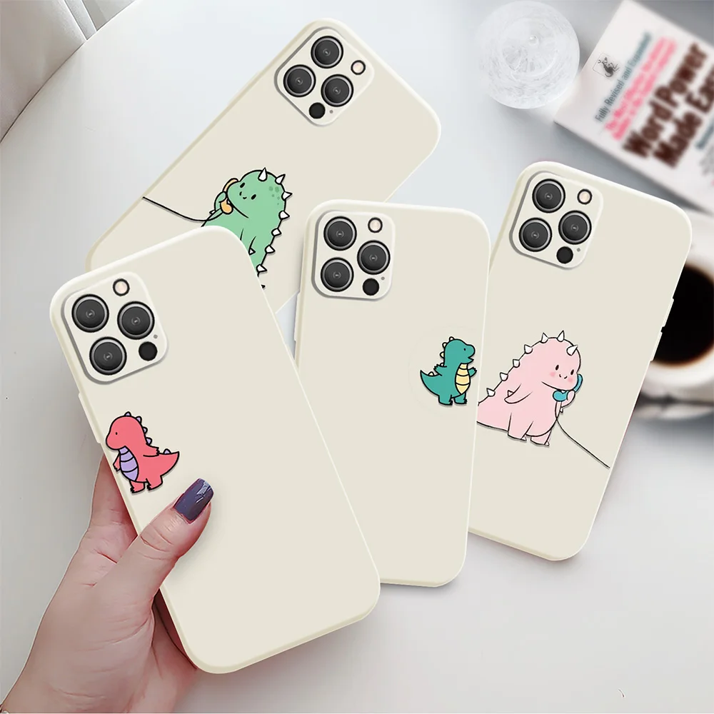 

Cute Couple Dinosaur Case for Iphone 14 Plus 13 12 Mini 11 Pro Max XS X XR 7 8 SE 2022 2020 Protection Shell Fundas De Pareja