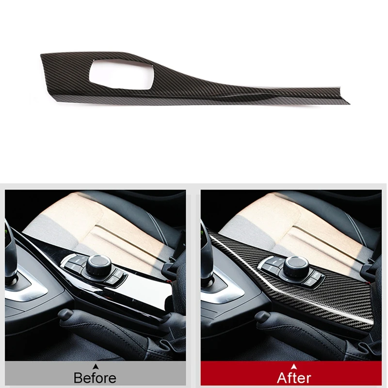

Car Multimedia Button Panel Cover, For-BMW F20 F21 F22 F23 116I 118I LHD Center Console Cover Trim, Carbon Fiber Pattern Left Ru