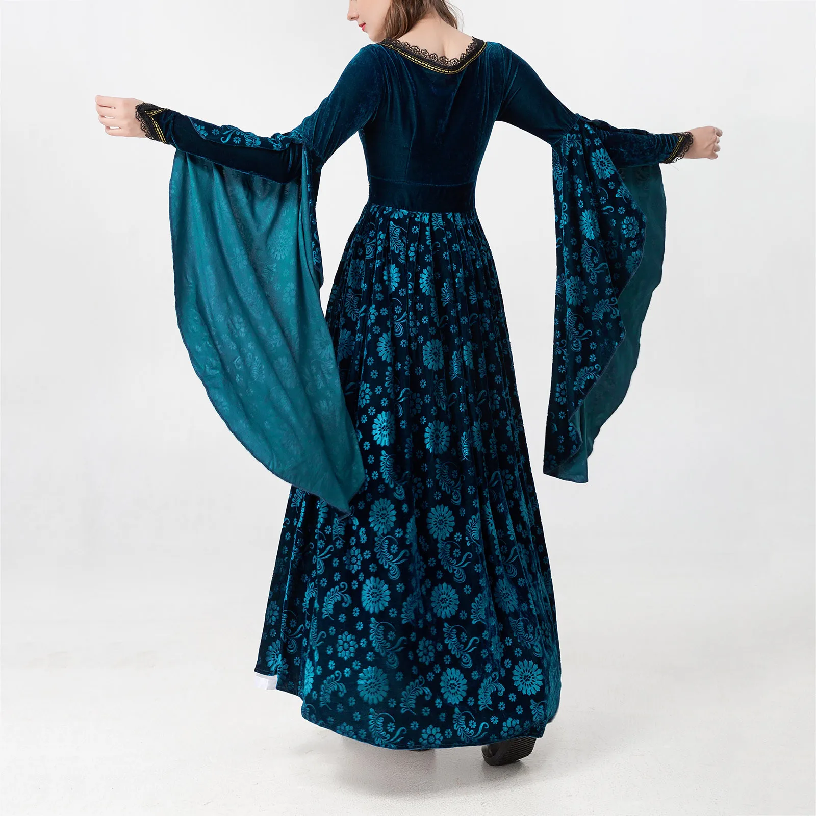 

Women Long Sleeve Lace O Neck 2pices Set Cosplay Retro Dress Great Maxi Vintage For Cosplay White Dresses for Women Pink Dress