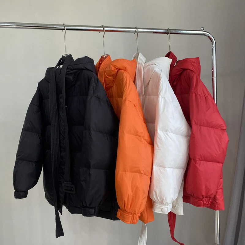 Down Jacket Woman Winter 2022 Black Hooded Puffer Padded Coat Tops Ladies New In Outerwear Warm Female Overcoat Parkas Clothing