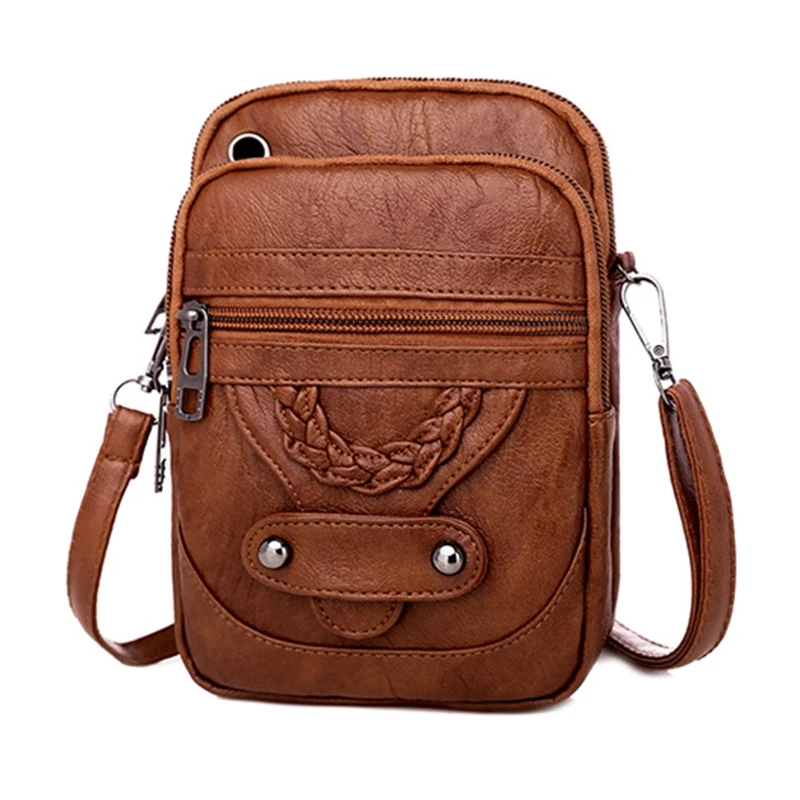 

Women Soft Faux Leather Small Crossbody Bag Cell Phone Purse Zipper Messenger Shoulder Handbag Wallet with Earphone Hole