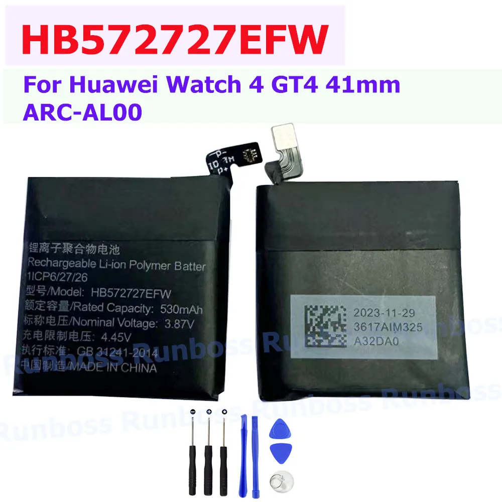 530 мАч HB 572727 Новая сменная батарея EFW для Huawei Watch 4 Watch4 GT4 ARC-AL00 41 мм с инструментами