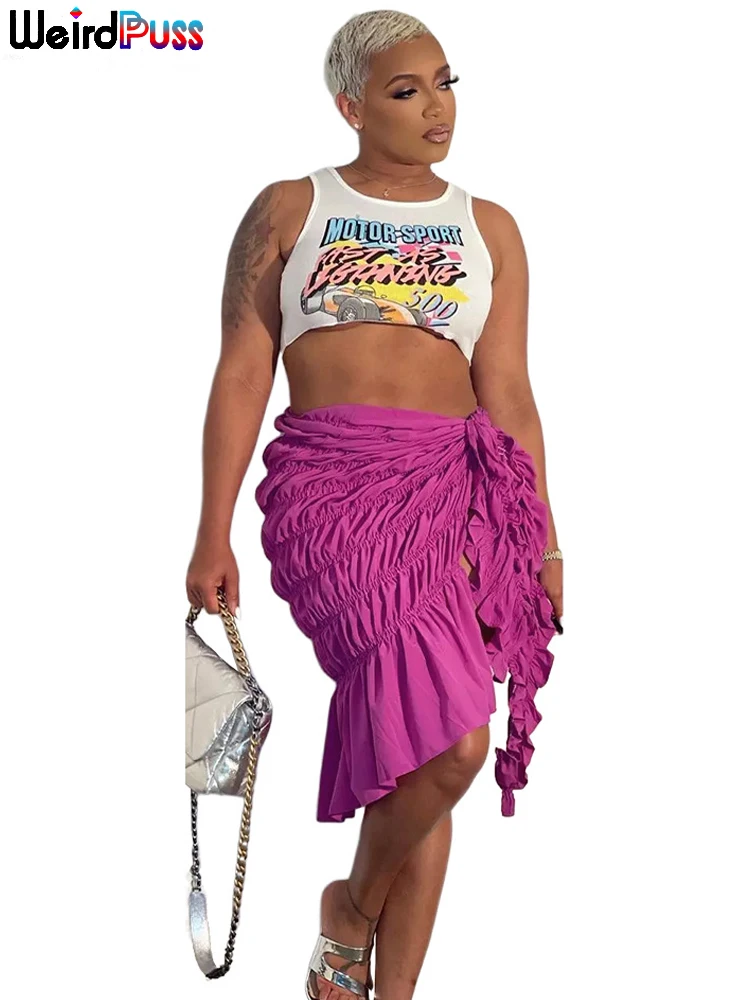 Юбка-миди Женская плиссированная эластичная с разрезом сбоку - купить по