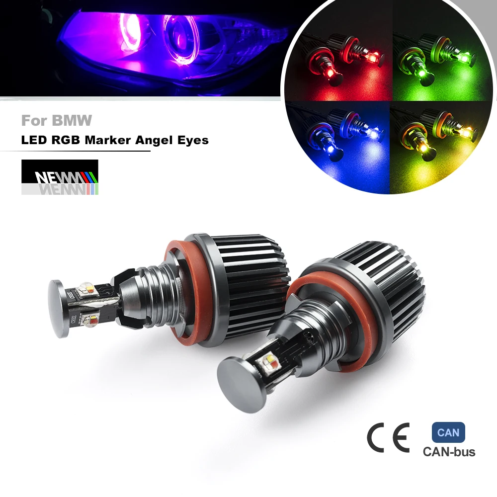 72W IR control RGB H8 LED Angel Eyes Color Change Led Marker Bulb Halo Ring For BMW E82 E90 E92 E93 E70 E71 E60 E61 E63 E64 F01